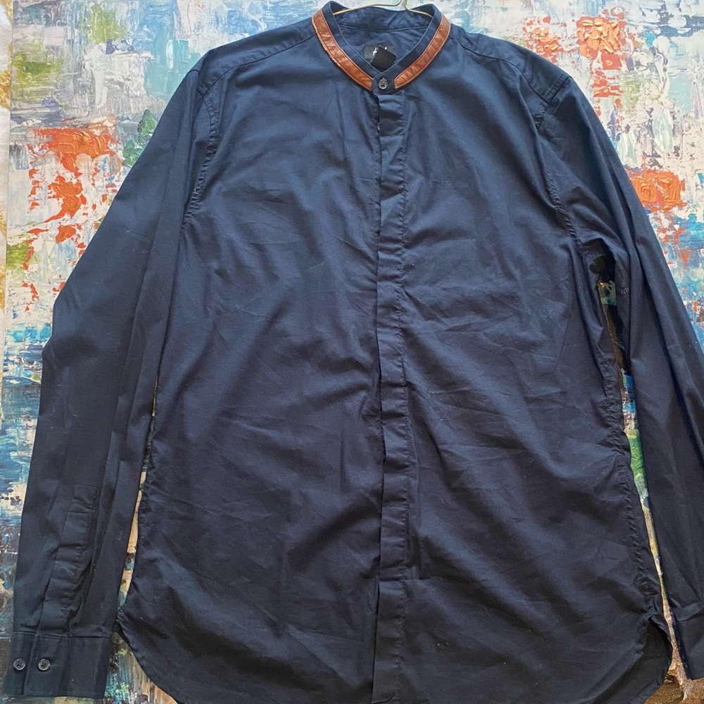 Collarless Button Up